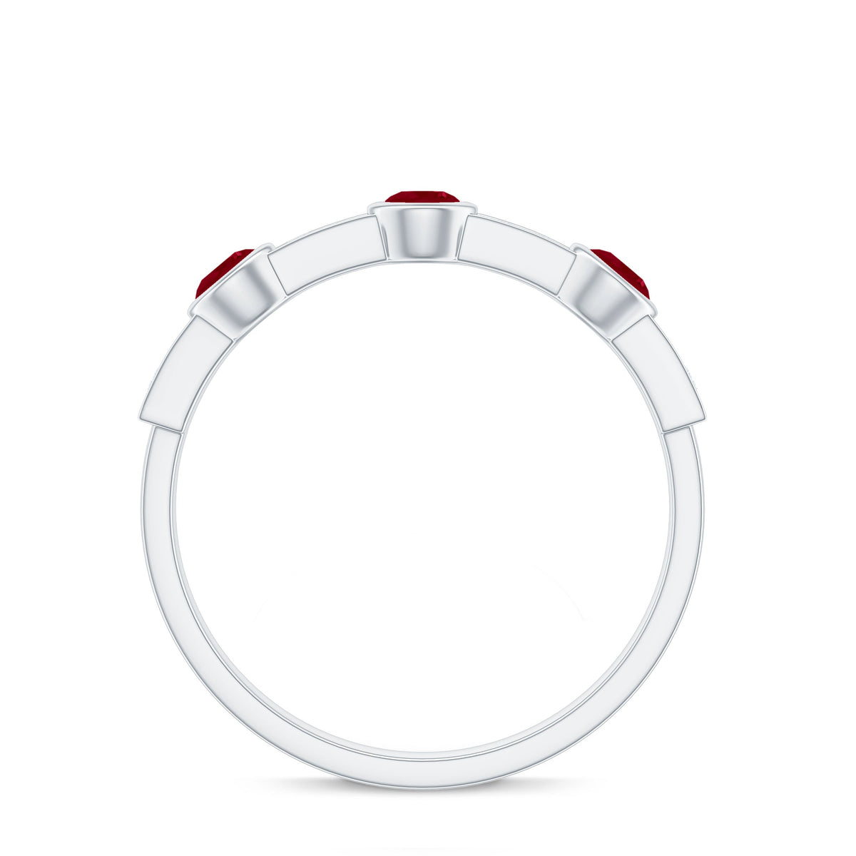 Natural Bezel Set Ruby Half Eternity Ring with Diamond