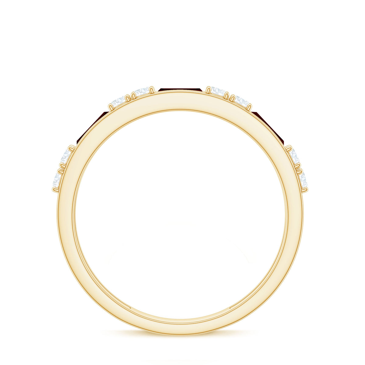 Genuine Baguette Garnet Half Eternity Band with Diamond
