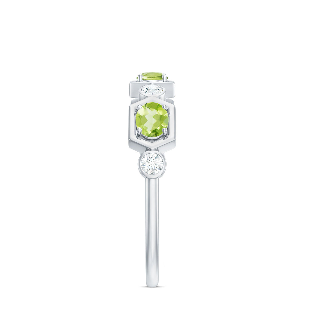 Natural Oval Peridot Diamond Half Eternity Ring for Women
