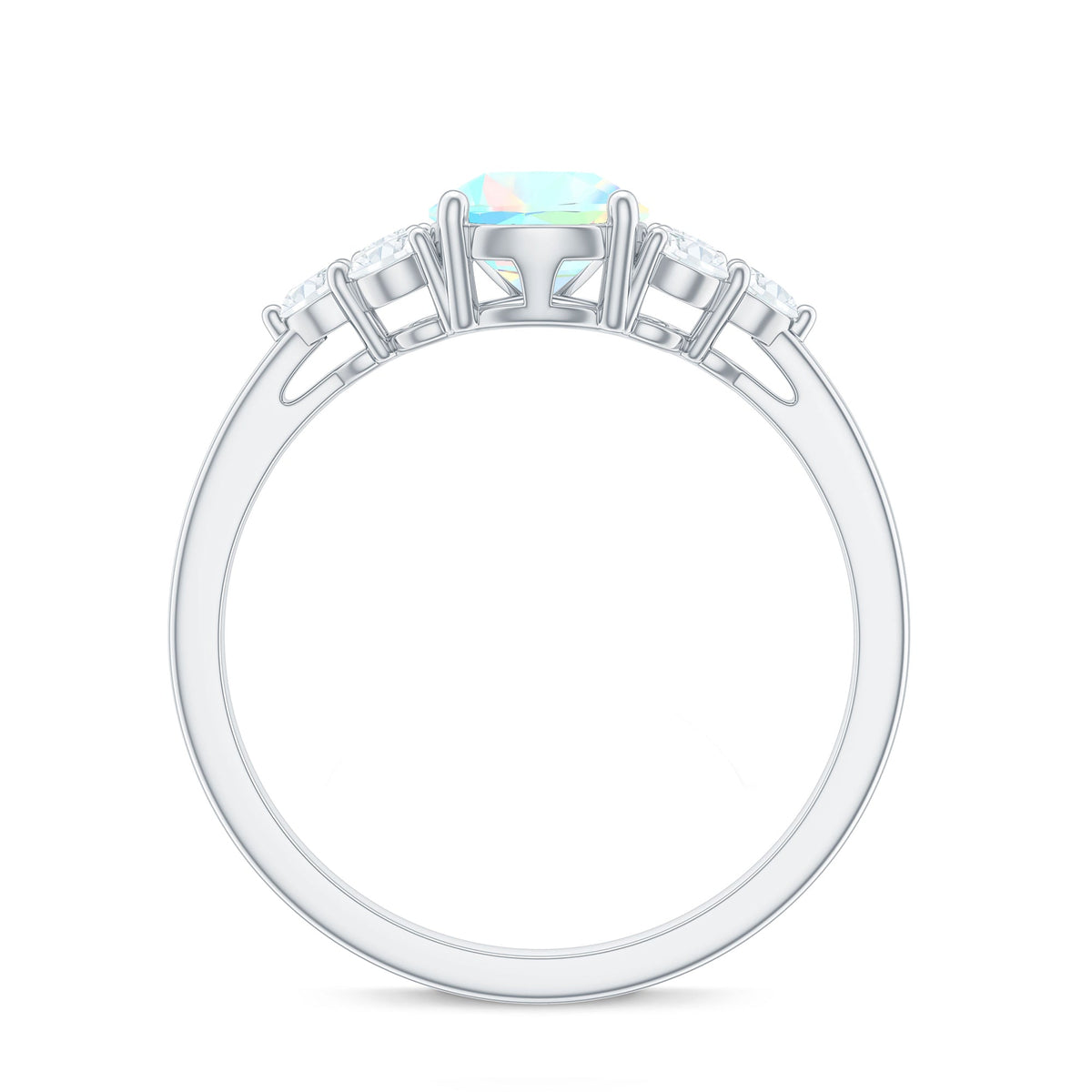 Natural 2 Carat Ethiopian Opal Pear Shaped Engagement Ring with Diamond Trio
