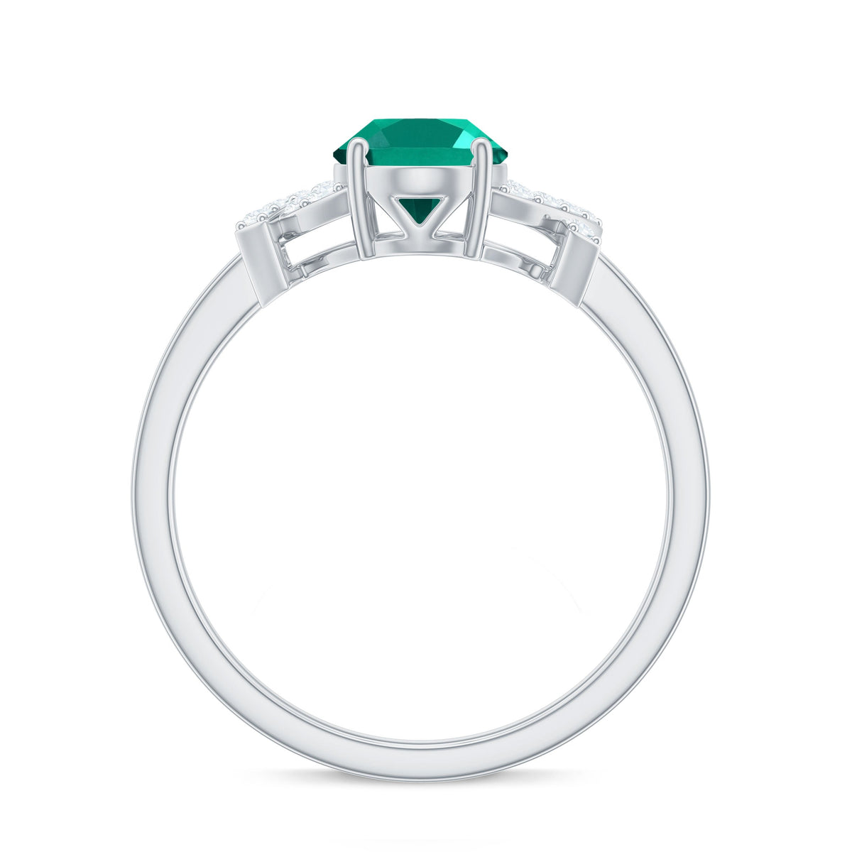 Certified 1.2 Carat Oval Lab Grown Emerald Engagement Ring with Diamond