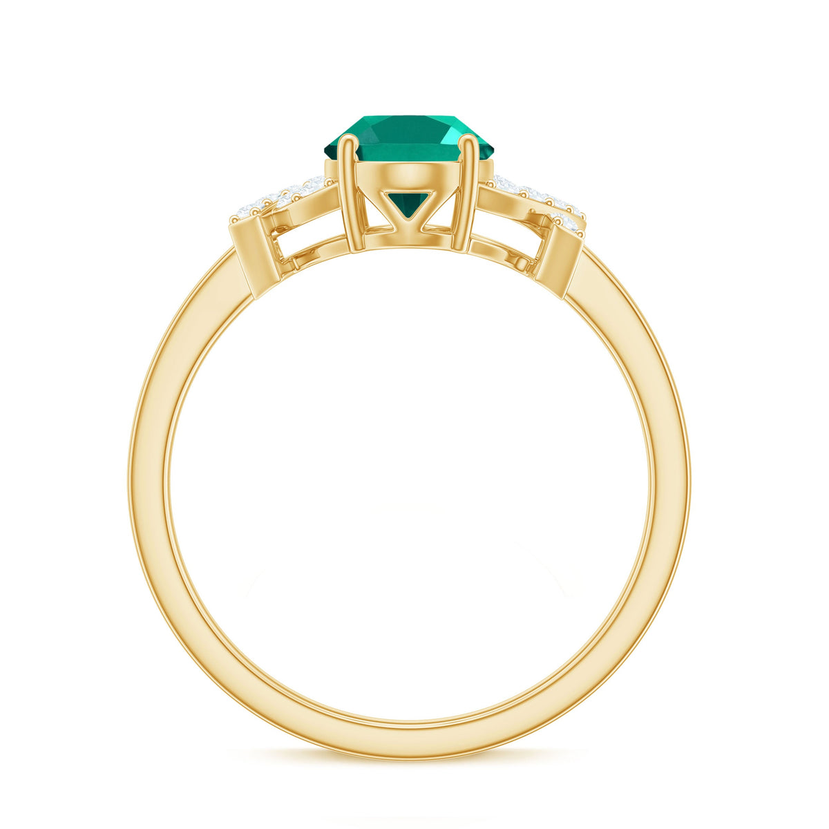 Certified 1.2 Carat Oval Lab Grown Emerald Engagement Ring with Diamond