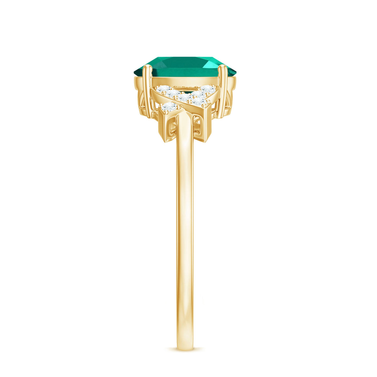 Certified 1.2 Carat Oval Lab Grown Emerald Engagement Ring with Diamond