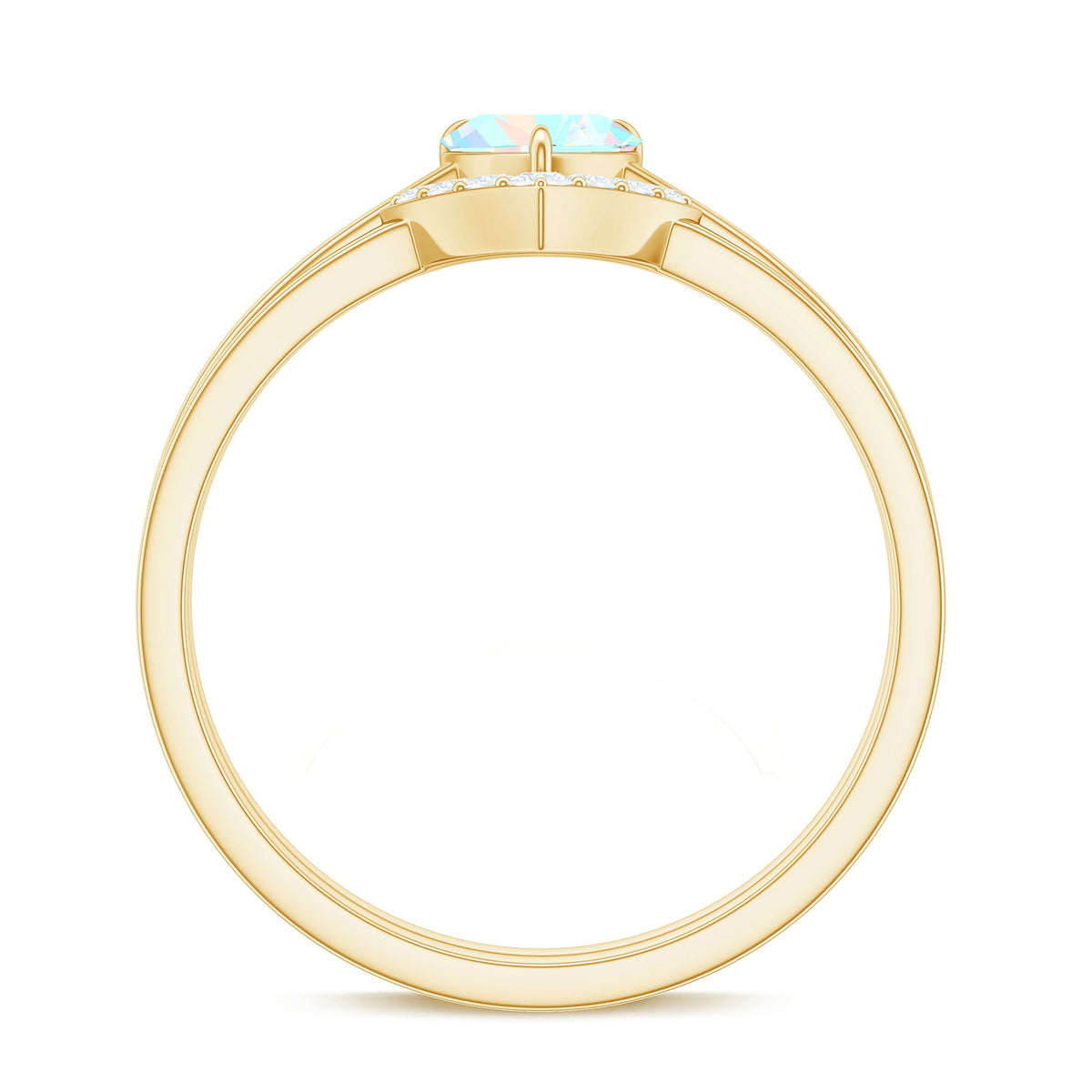 Ethiopian Opal Heart Engagement Ring with Diamond Wedding Band