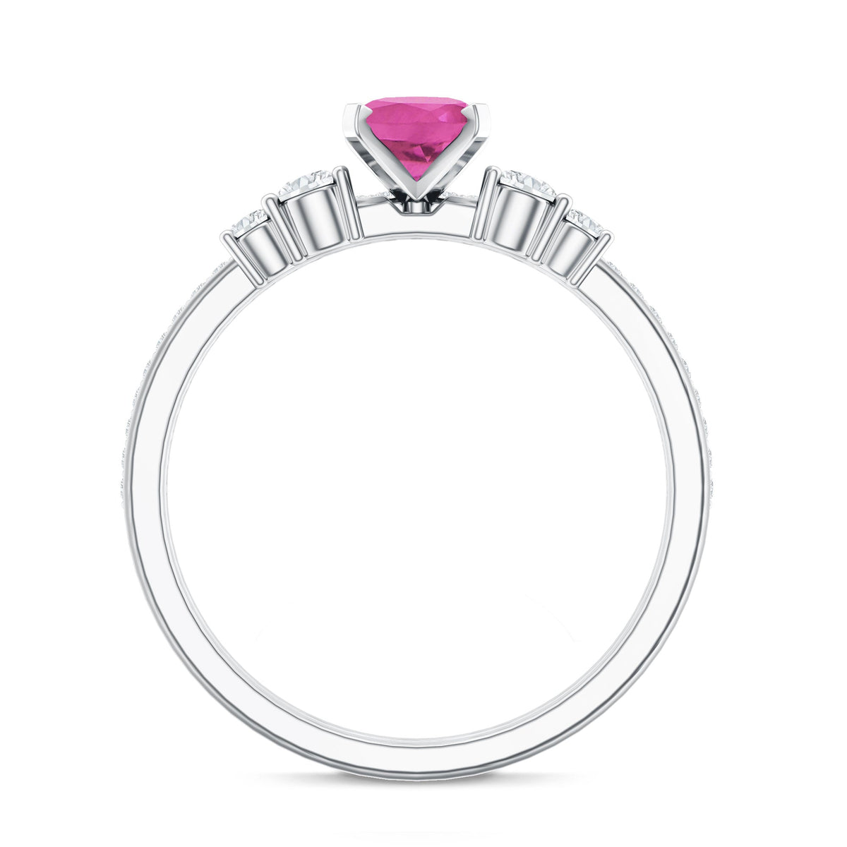 Oval Pink Tourmaline Engagement Ring with Lab Grown Diamond Wedding Band