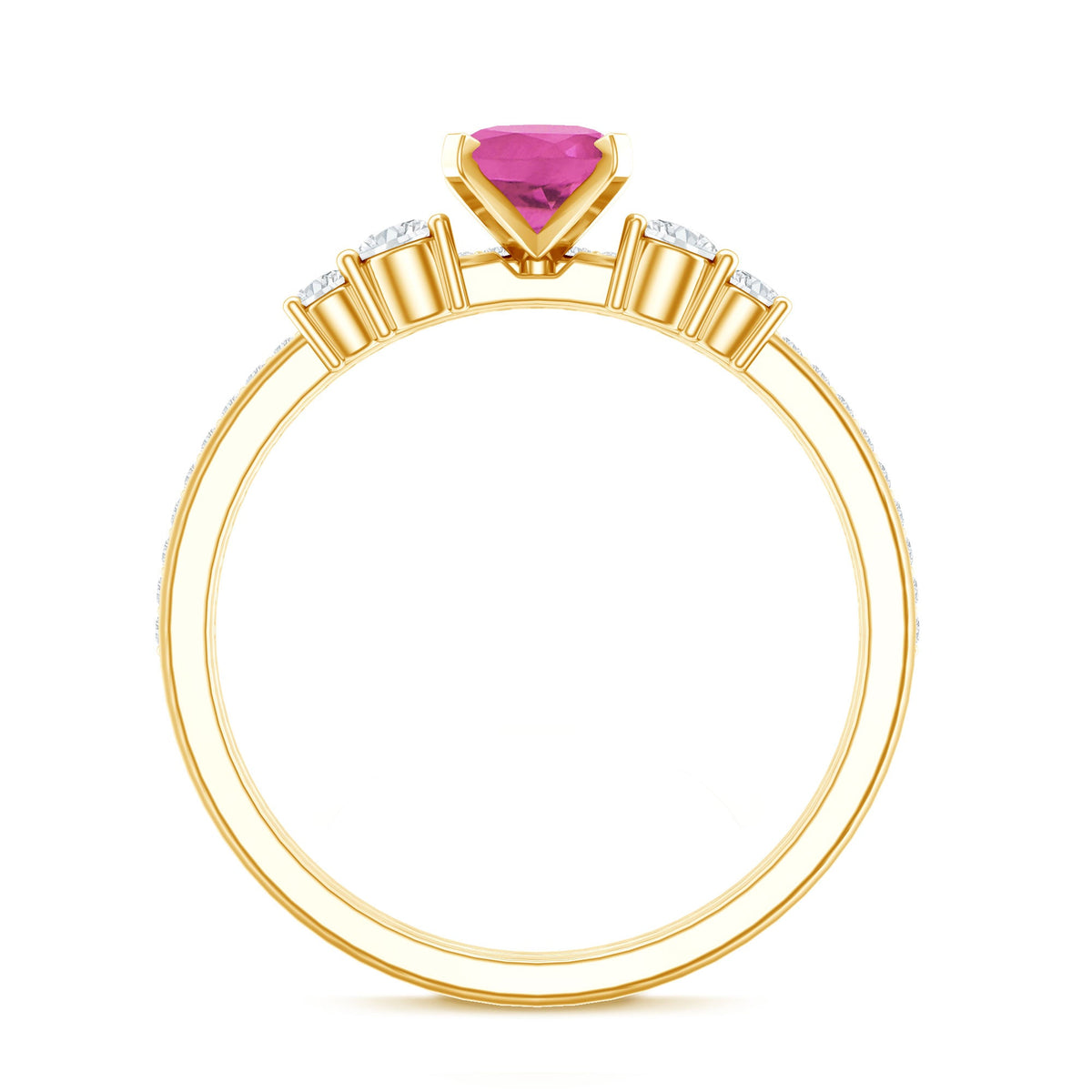 Oval Pink Tourmaline Engagement Ring with Lab Grown Diamond Wedding Band