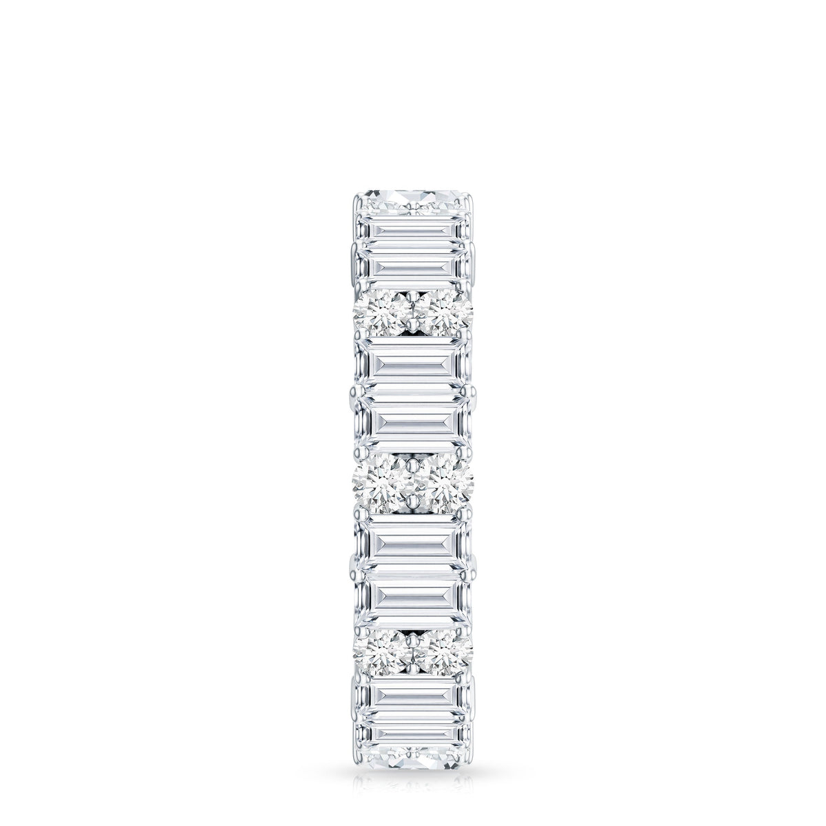 Round and Baguette Cut Moissanite Eternity Wedding Band