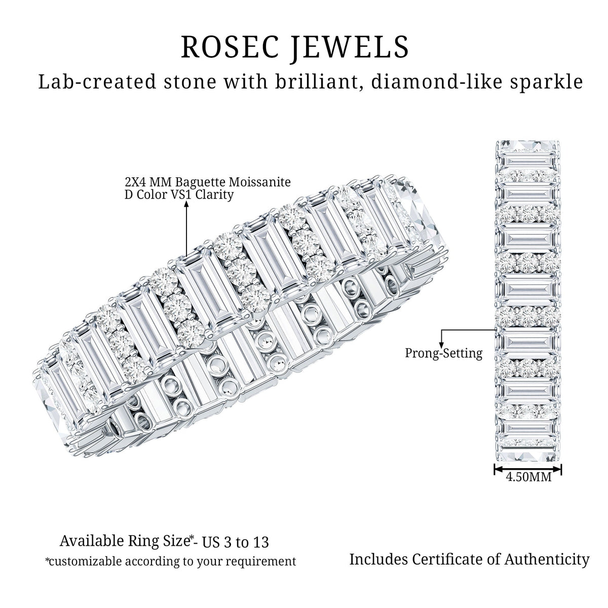 Certified Moissanite Wedding Anniversary Band for Women