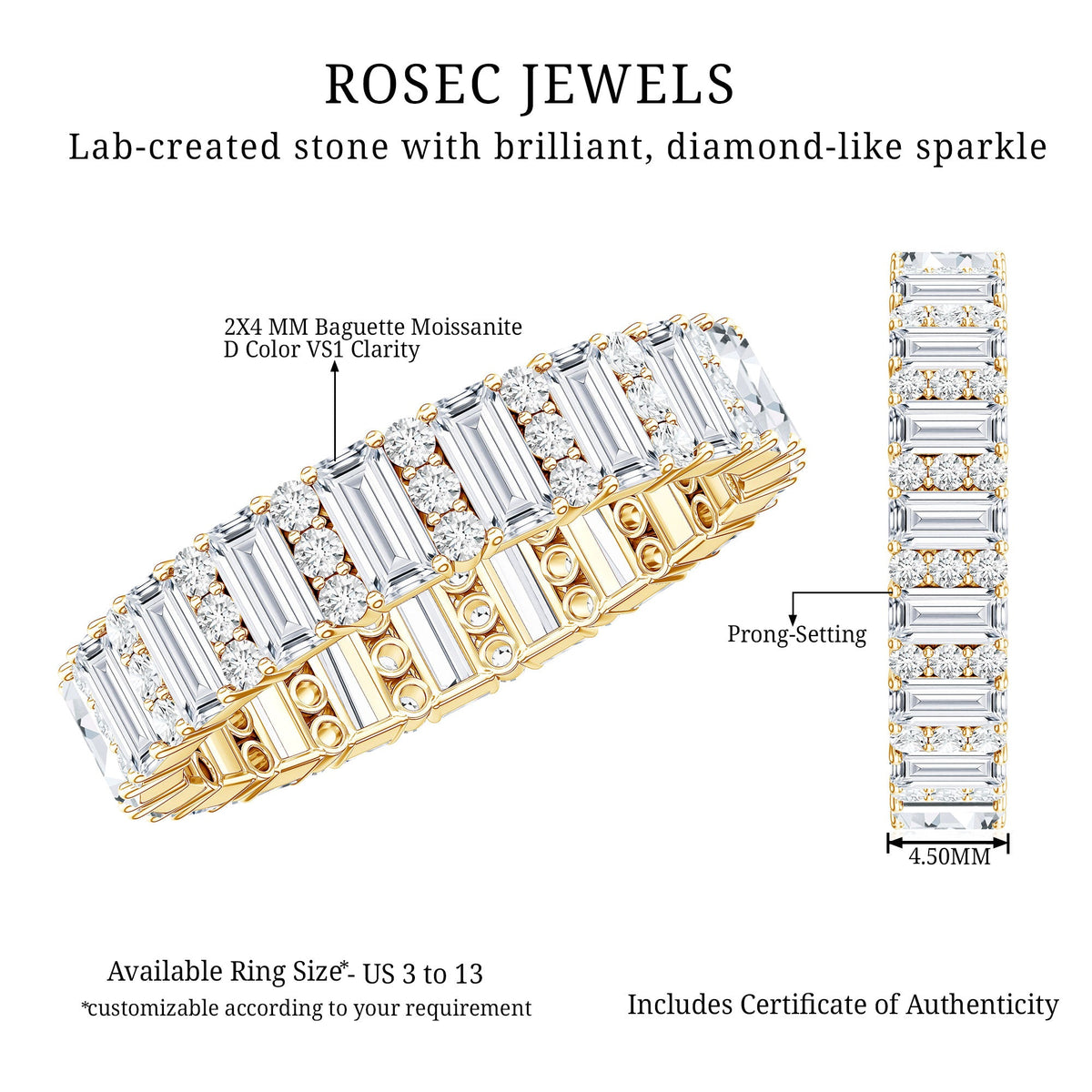 Certified Moissanite Wedding Anniversary Band for Women