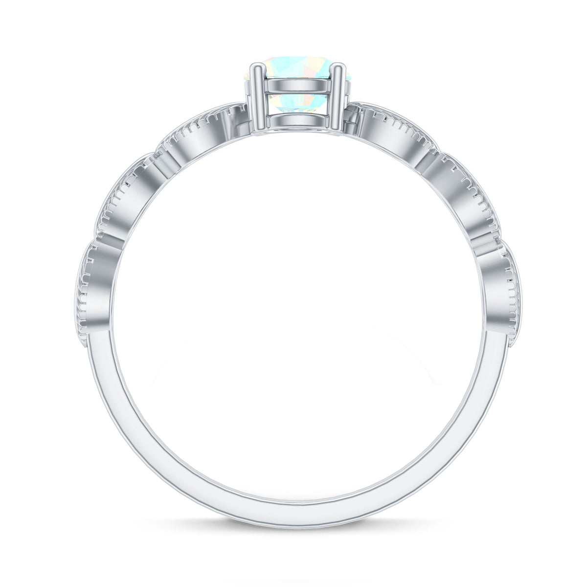 Nature Inspired Solitaire Ethiopian Rainbow Opal Leaf Ring
