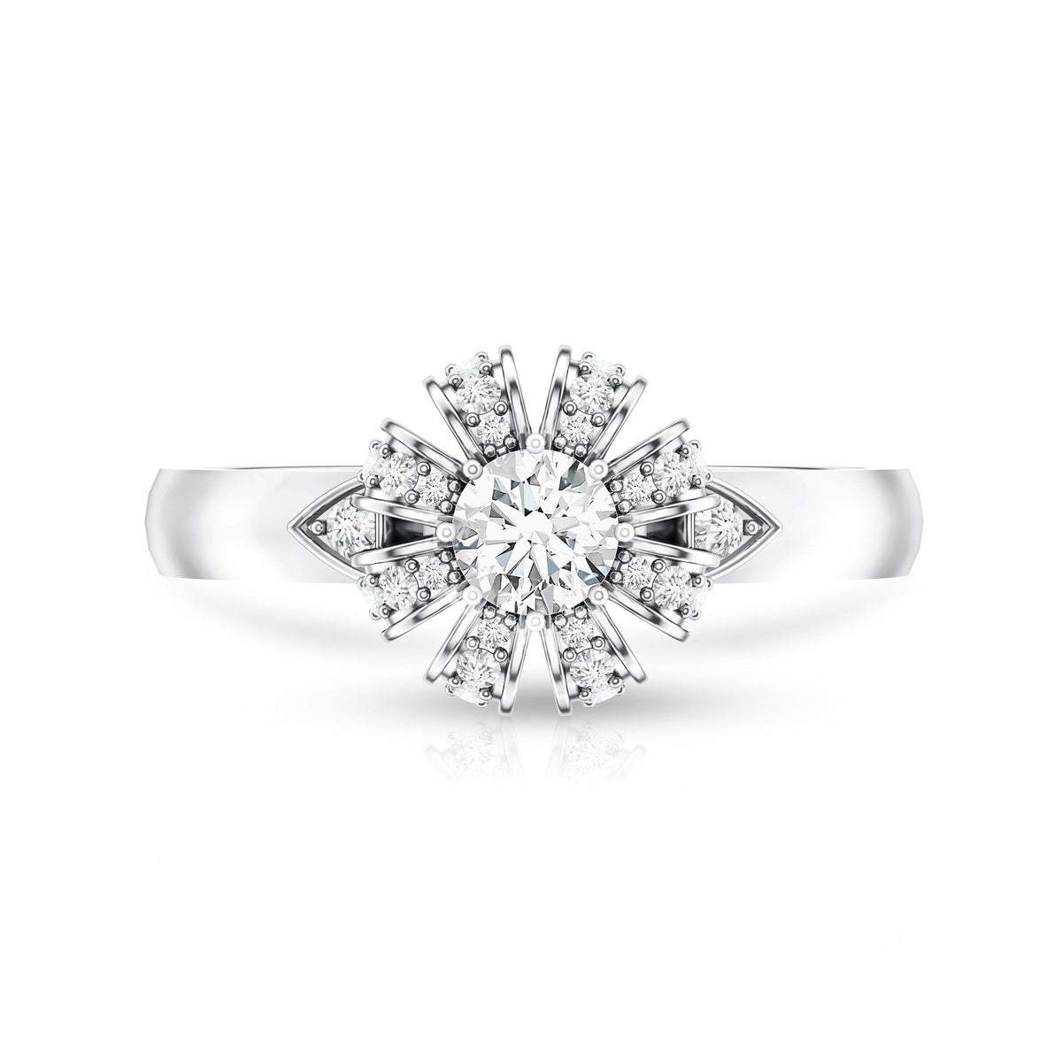 Certified Real Diamond Flower Engagement Ring for Women