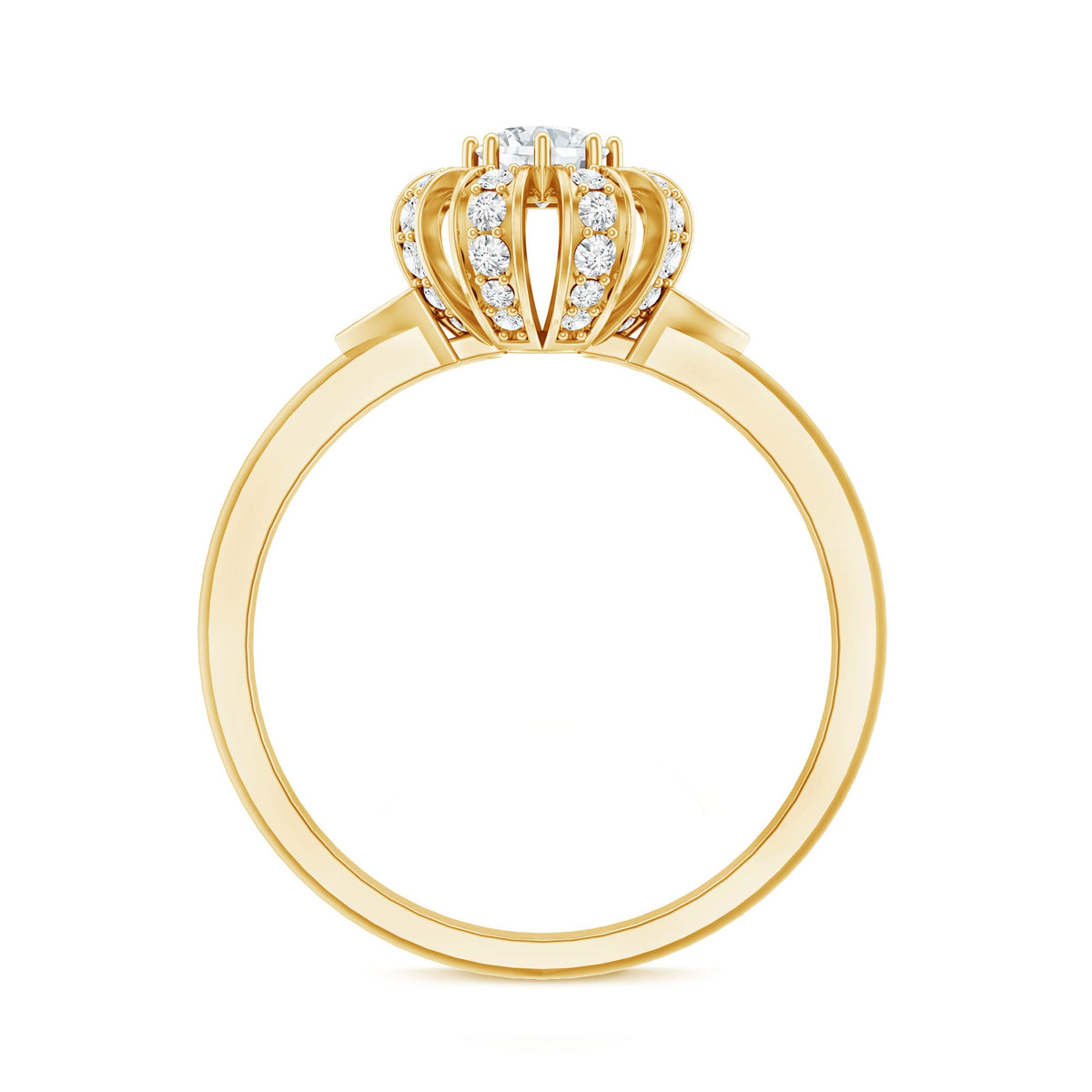Certified Real Diamond Flower Engagement Ring for Women