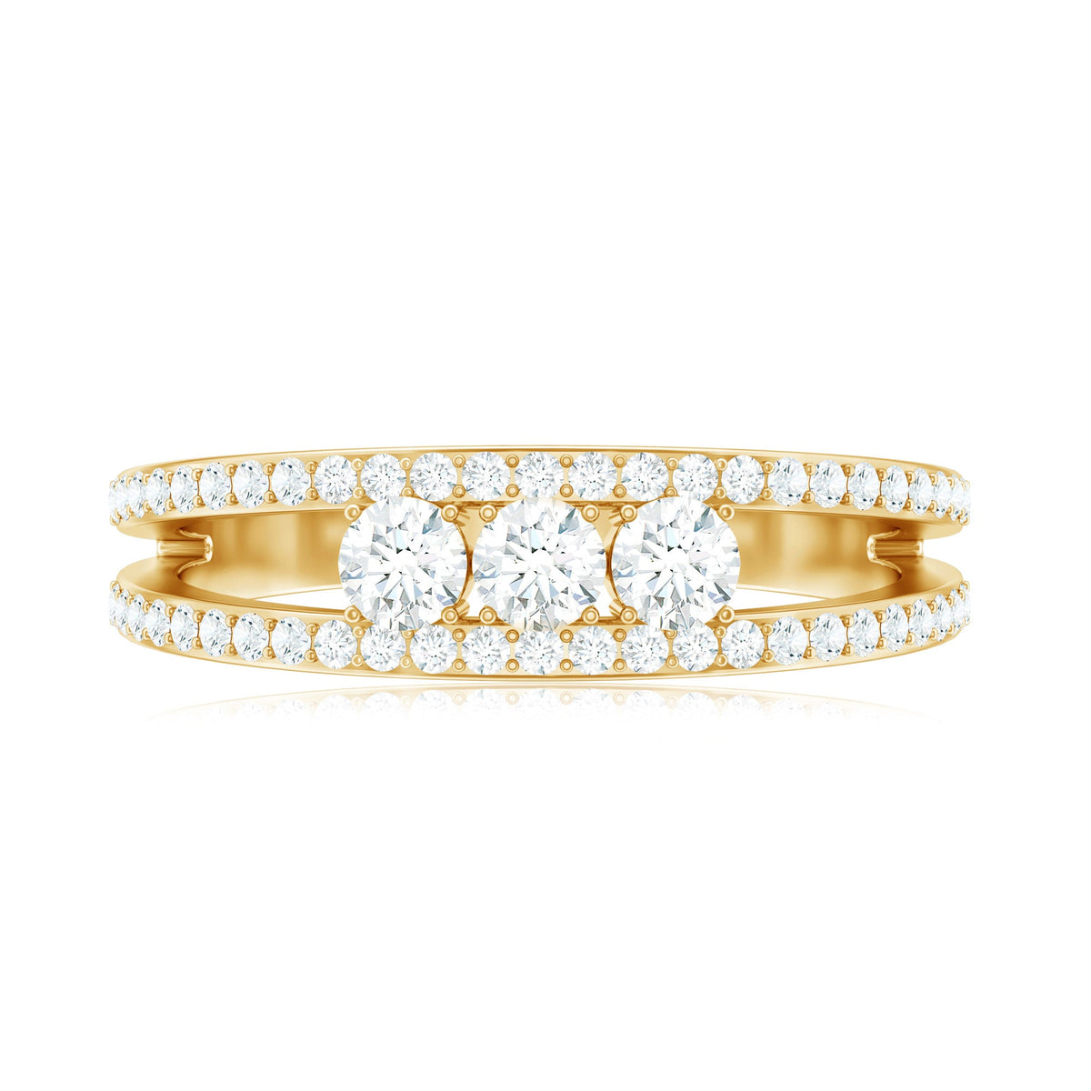 Certified Moissanite 3 Stone Anniversary Ring for Women