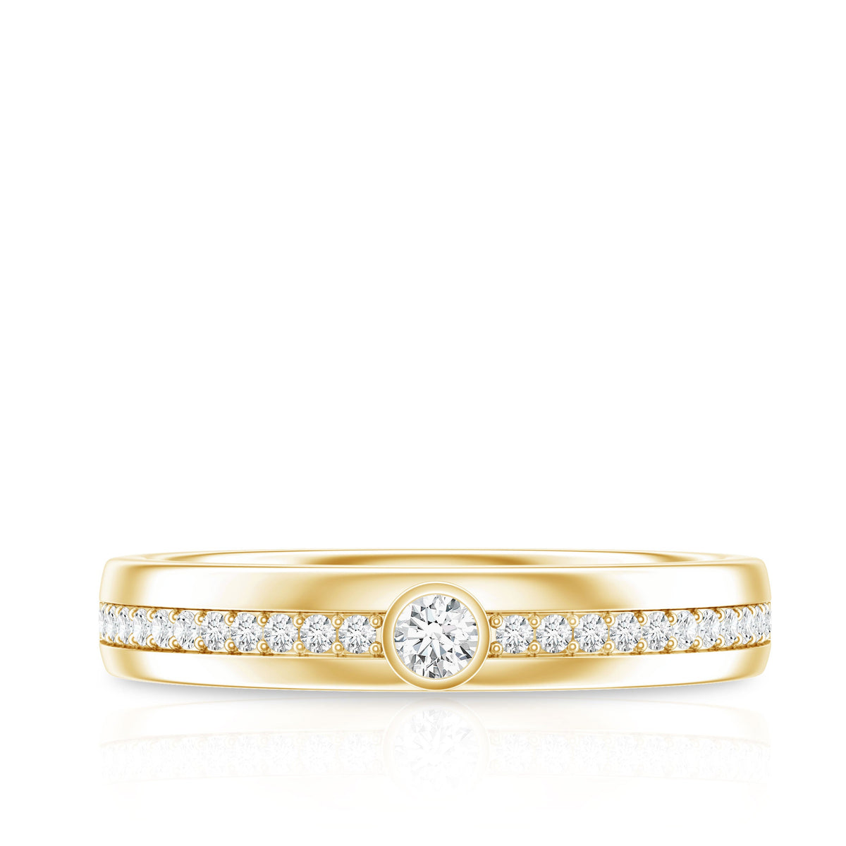 Bezel Set Moissanite Unisex Wedding Band Ring