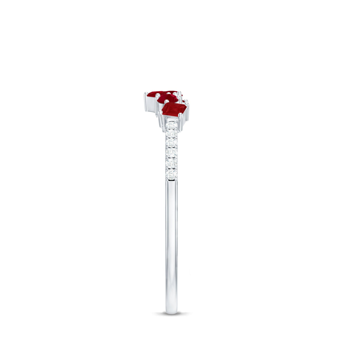 Minimal Ruby Half Eternity Ring with Diamond
