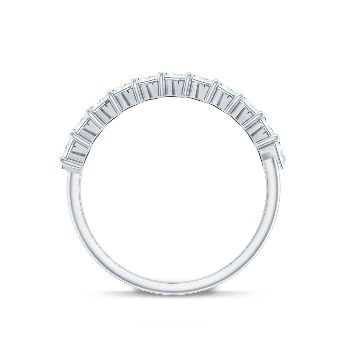 Certified Moissanite Baguette Cut Half Eternity Ring