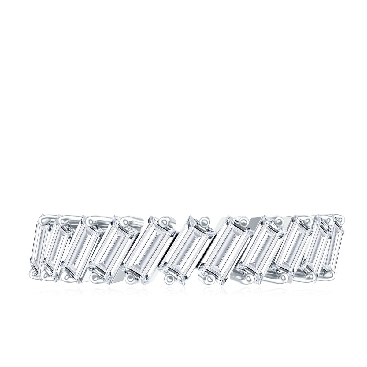 Certified Moissanite Baguette Cut Half Eternity Ring
