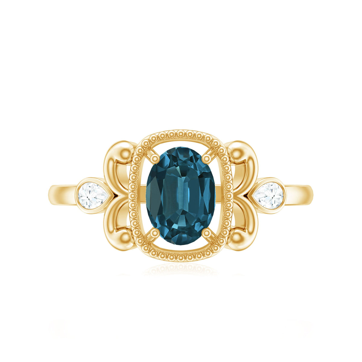 London Blue Topaz and Diamond Art Deco Engagement Ring