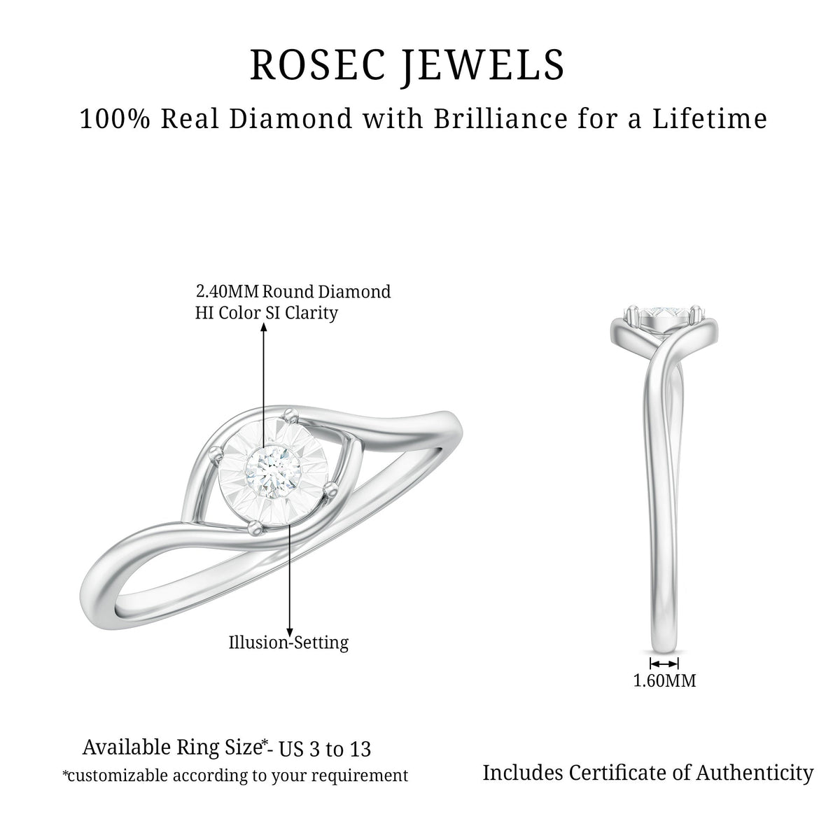 Certified Real Diamond Minimal Promise Ring for Women
