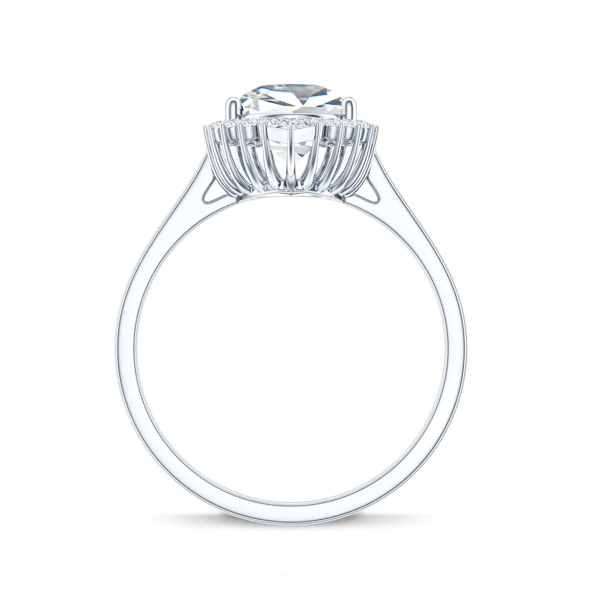 Pear Shape Moissanite Huge Engagement Ring with Halo