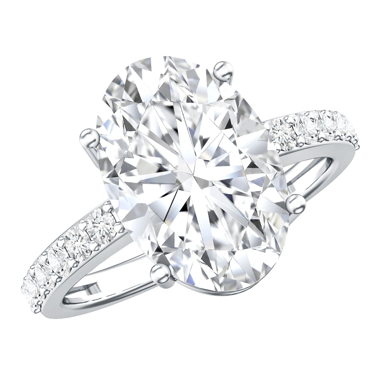 IGI Certified 4 Carat Oval Lab Grown Diamond Huge Engagement Ring