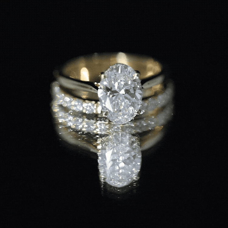 IGI Certified 2 Carat Oval Lab Grown Diamond Bridal Ring Set of 2