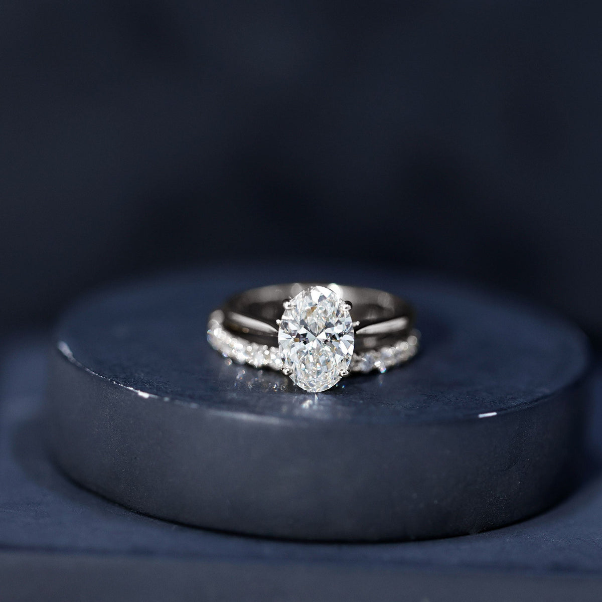 IGI Certified 2 Carat Oval Lab Grown Diamond Bridal Ring Set of 2