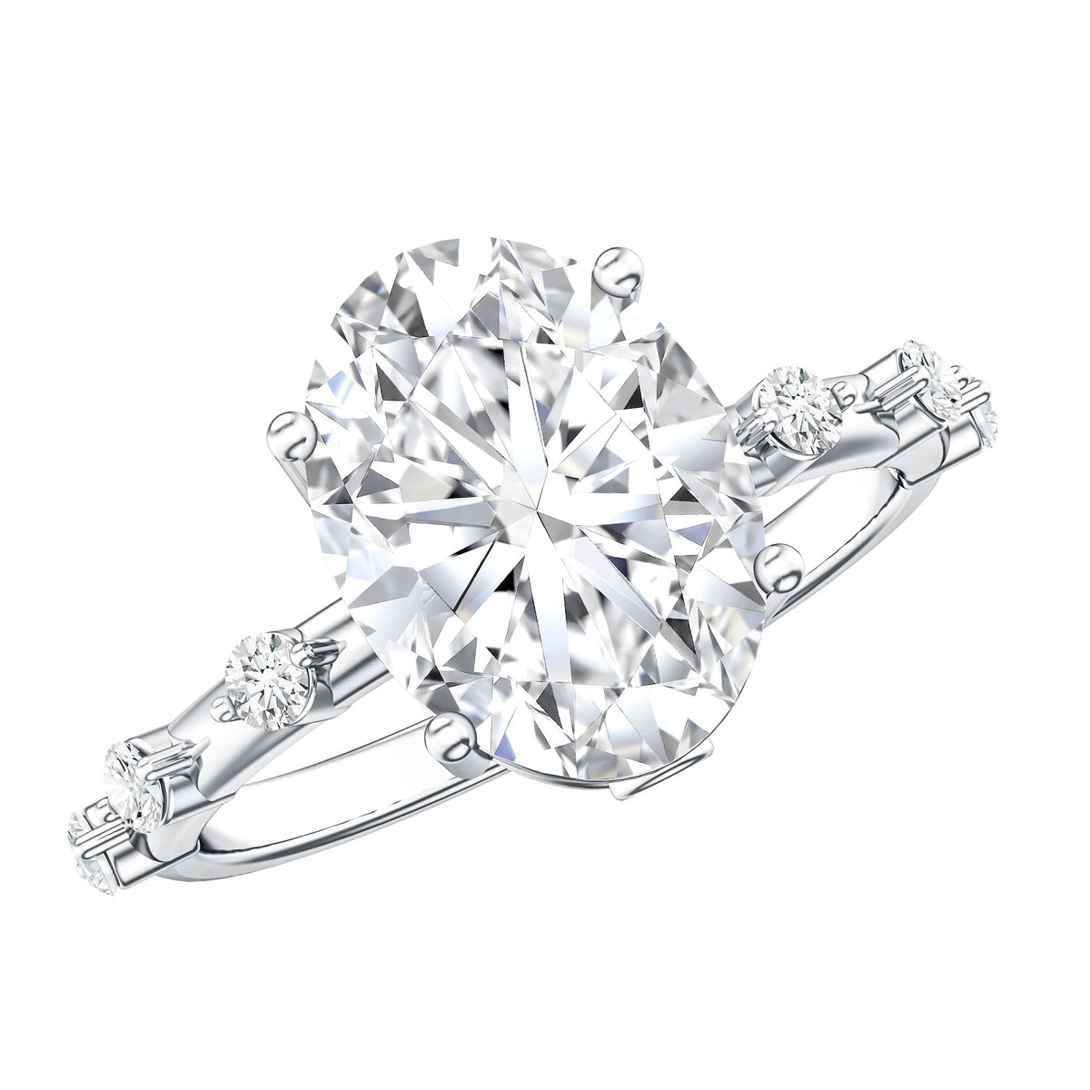 3 Carat Oval Lab Grown Diamond Solitaire Engagement Ring with IGI Certificate