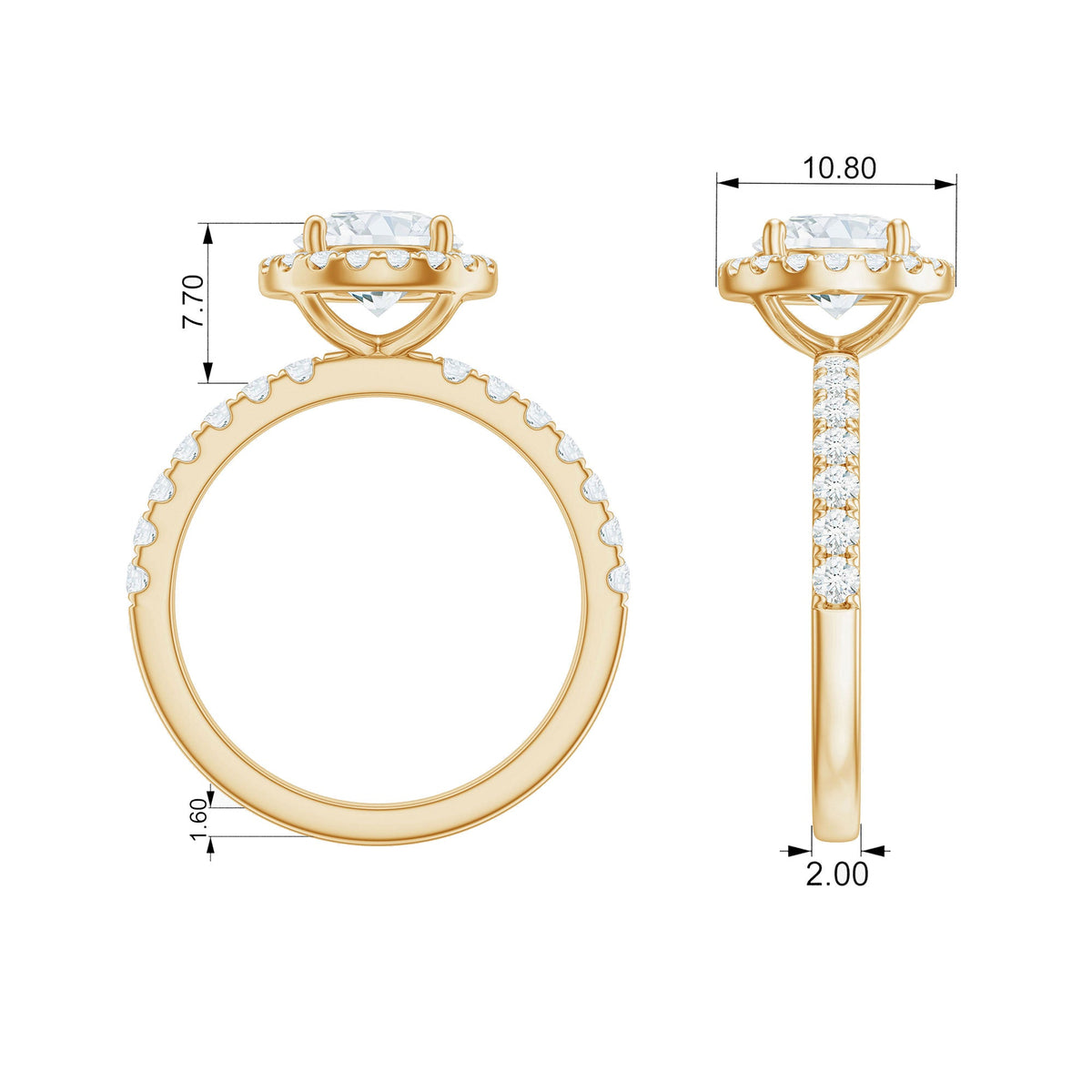 Classic Moissanite Halo Engagement Ring for Women
