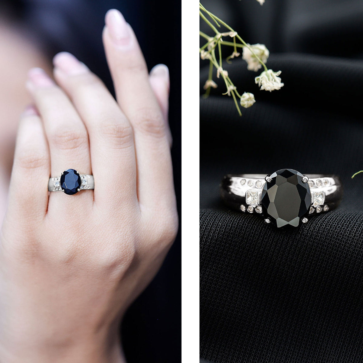 Certified 4.2 Carat Lab Grown Black and White Diamond Statement Engagement Ring