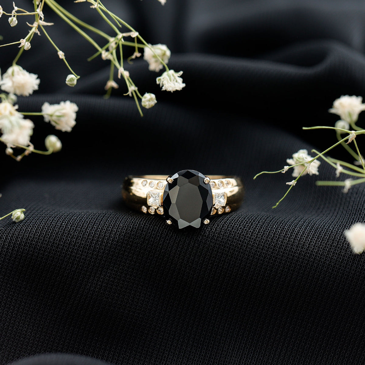 Certified 4.2 Carat Lab Grown Black and White Diamond Statement Engagement Ring