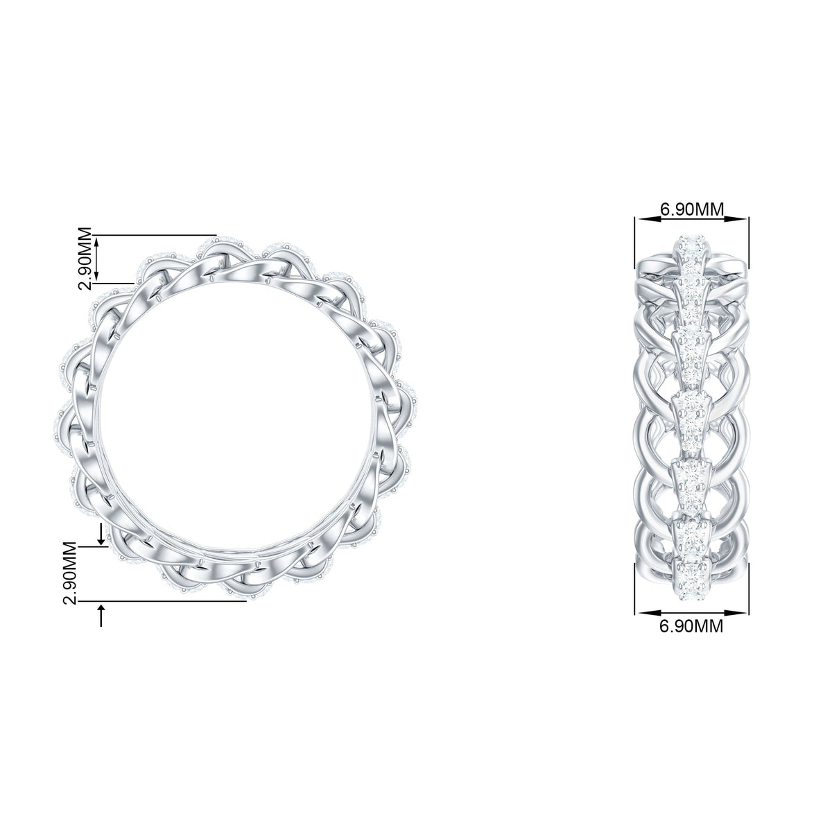 Certified Moissanite Eternity Wedding Band for Women