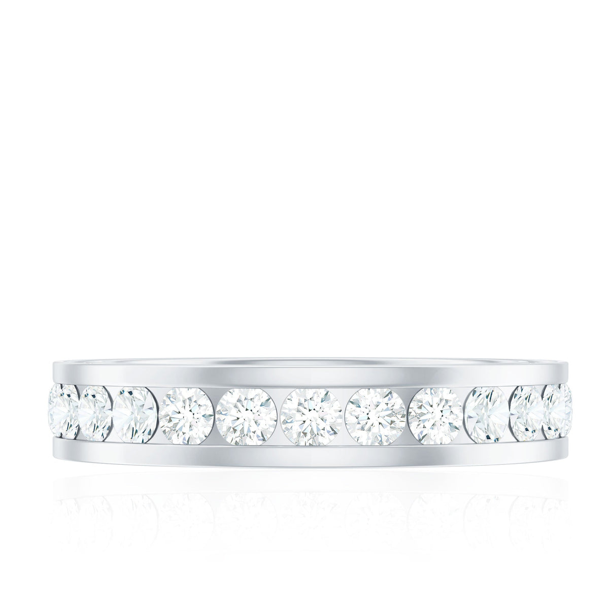 Certified Moissanite Eternity Ring in Channel Setting