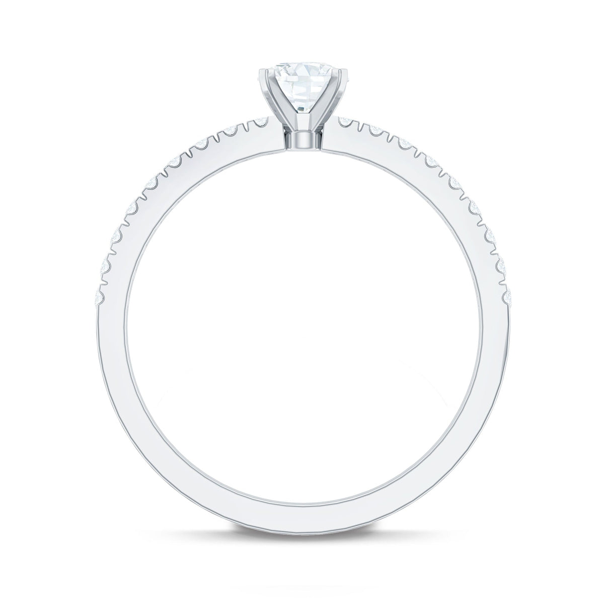 Moissanite Minimal Engagement Ring with Side Stone