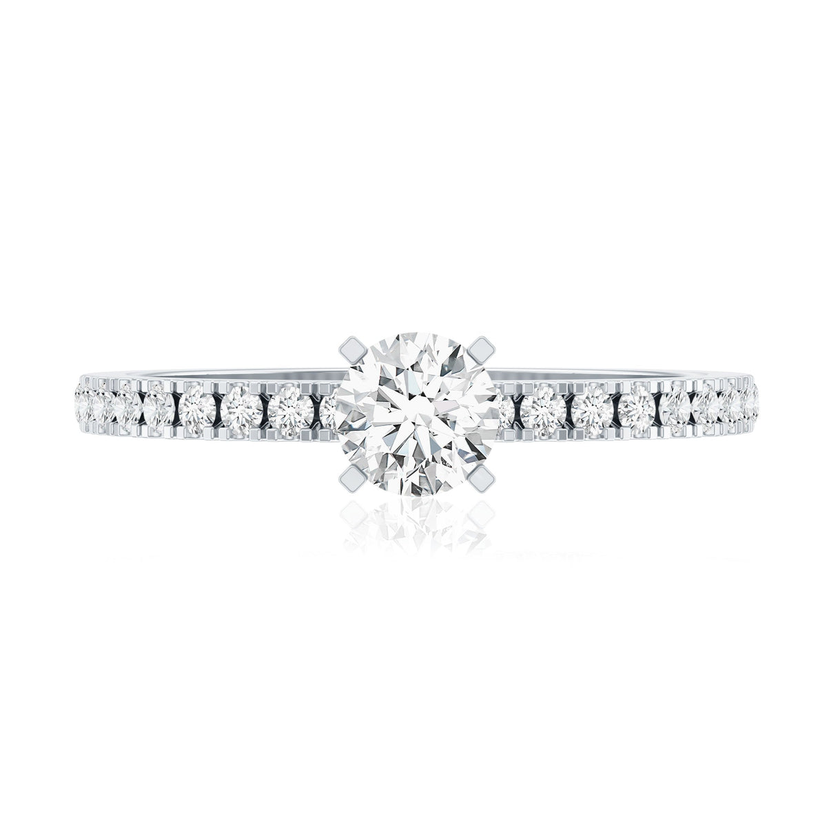 Moissanite Minimal Engagement Ring with Side Stone