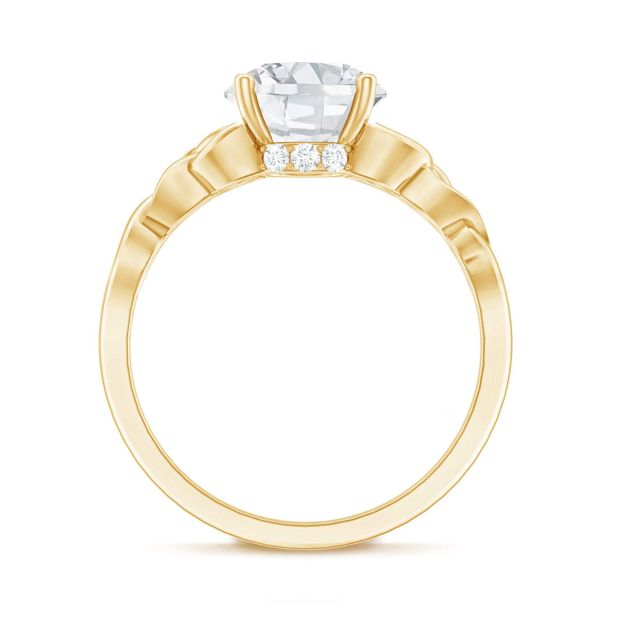 Round Moissanite Solitaire Engagement Ring with Celtic Details