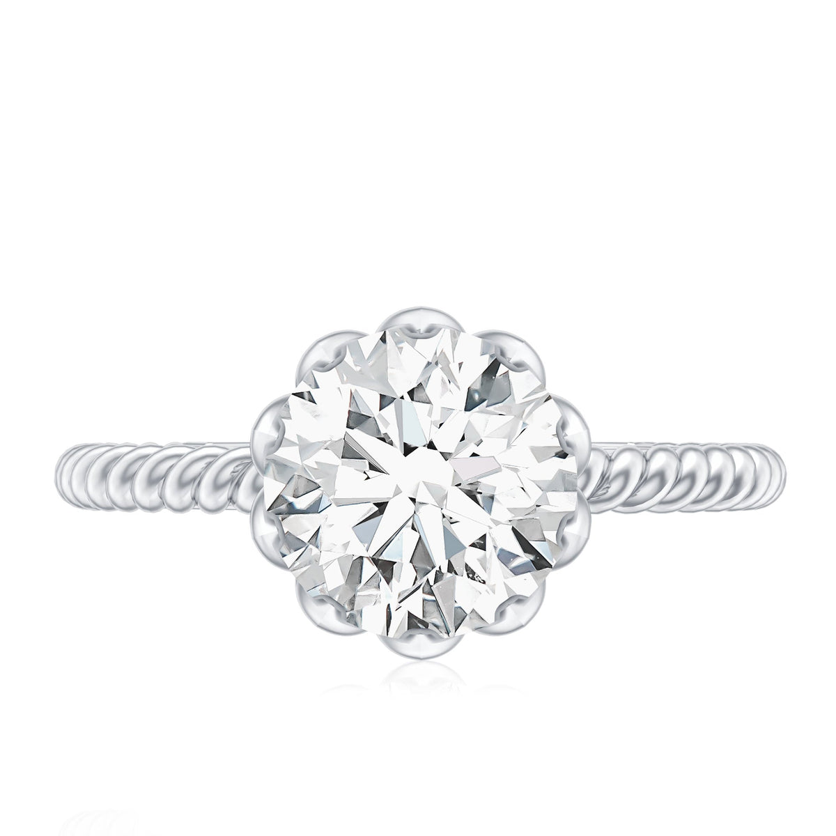 2 CT Moissanite Engagement Ring with Twisted Rope Band