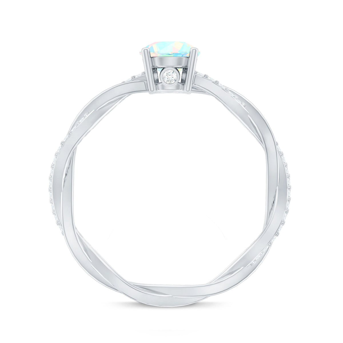 Certified Real Ethiopian Opal Diamond Pre Engagement Ring with Braided Shank