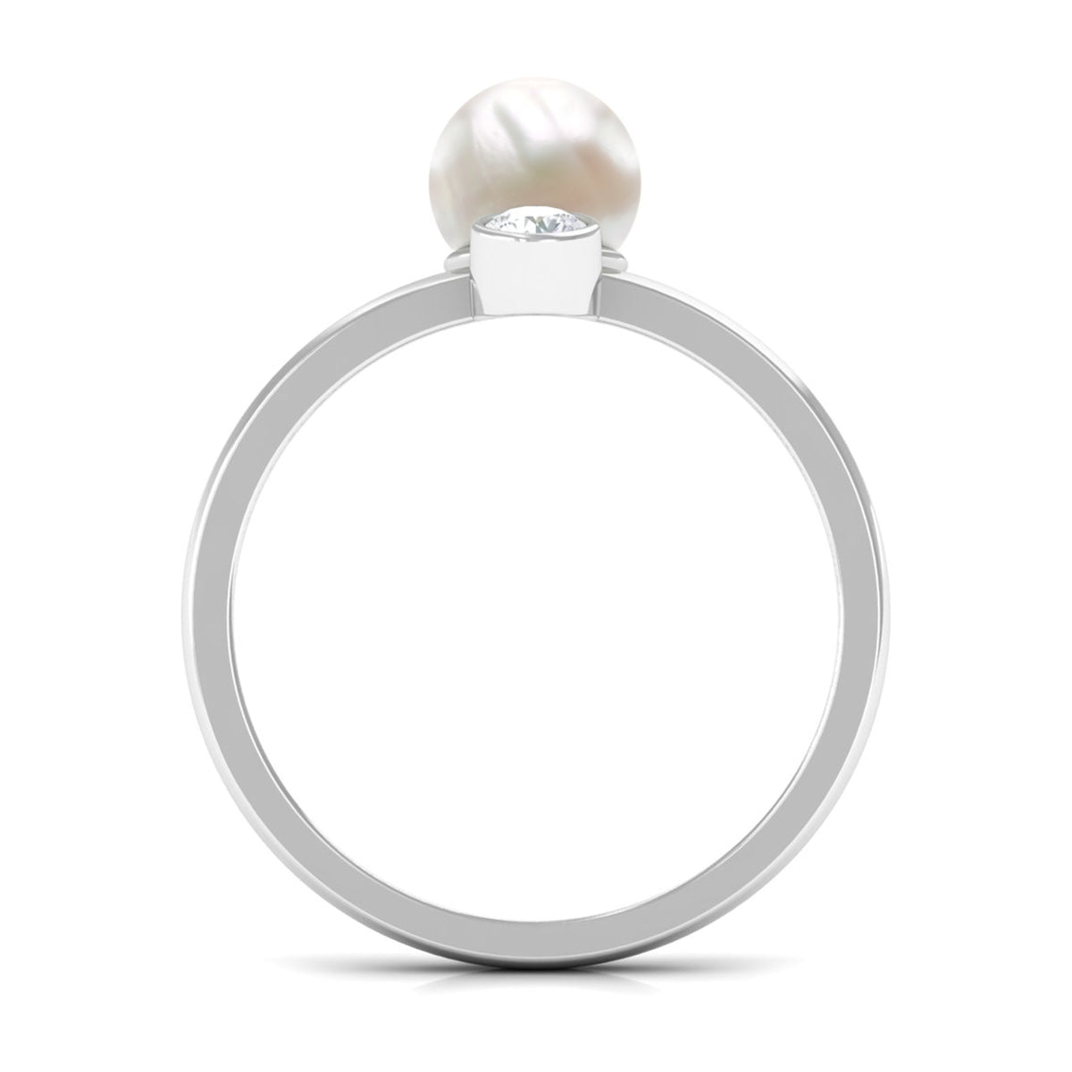 Freshwater Pearl Toi Et Moi Ring with Diamond