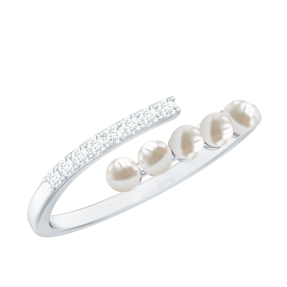 Cultured Freshwater Pearl Diamond Wrap Ring for Women