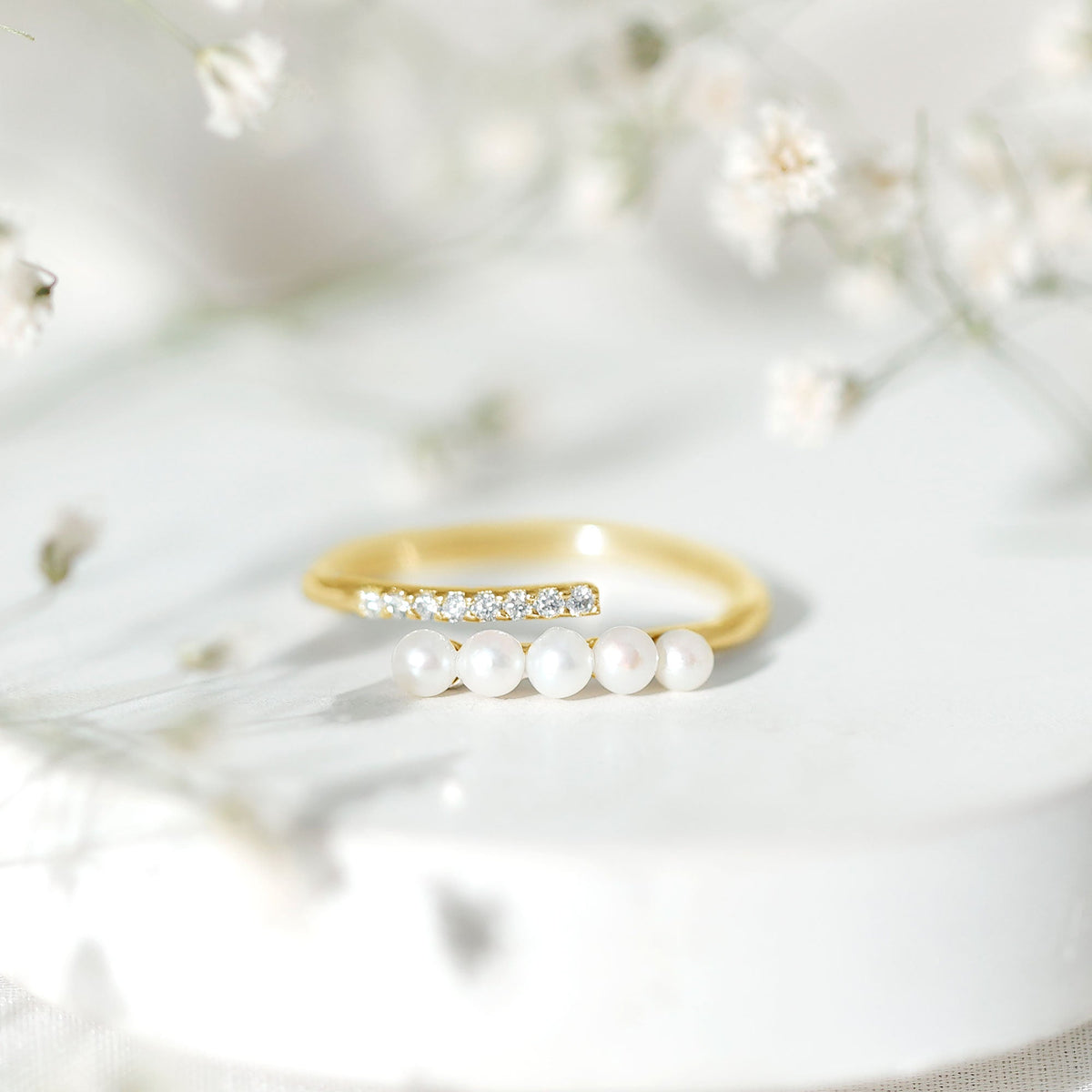 Cultured Freshwater Pearl Diamond Wrap Ring for Women