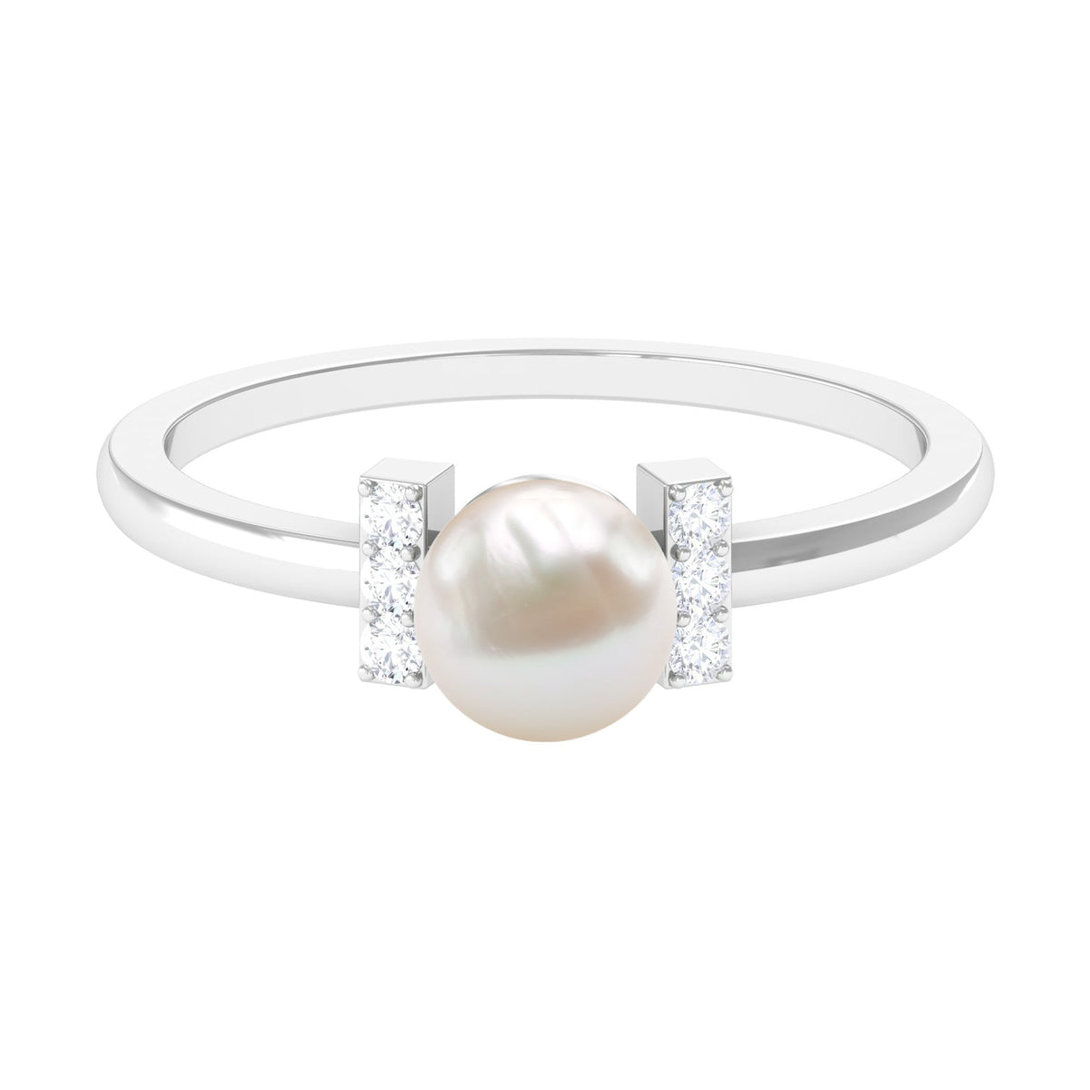 Cultured 2.2 Carat Freshwater Pearl Solitaire Engagement Ring with Diamond