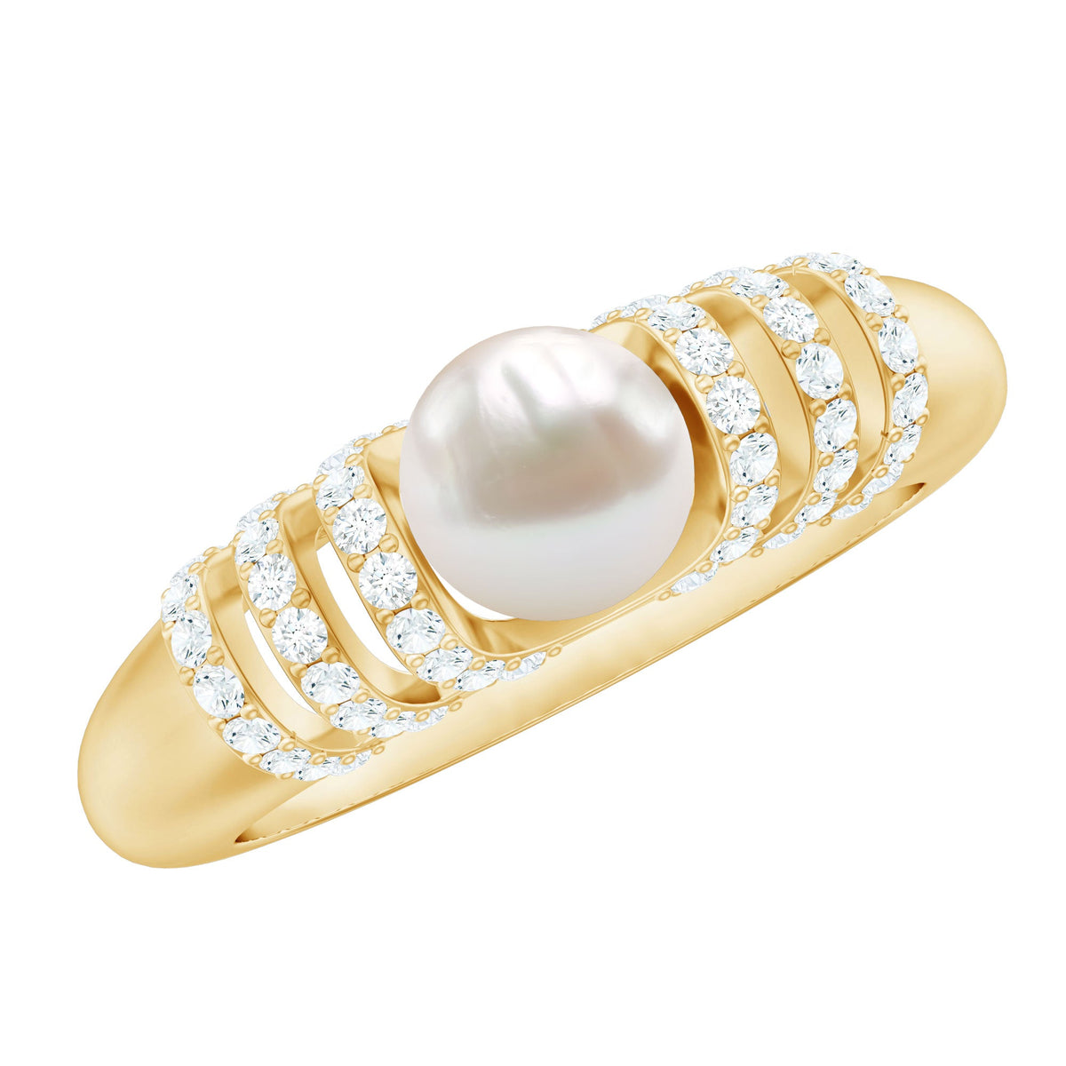 2 Carat Freshwater Pearl Diamond Engagement Ring for Women