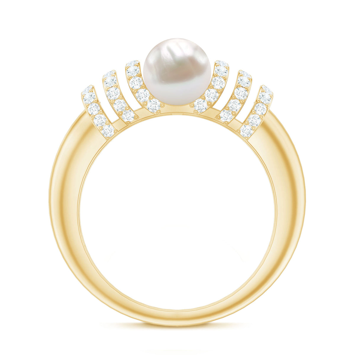 2 Carat Freshwater Pearl Diamond Engagement Ring for Women