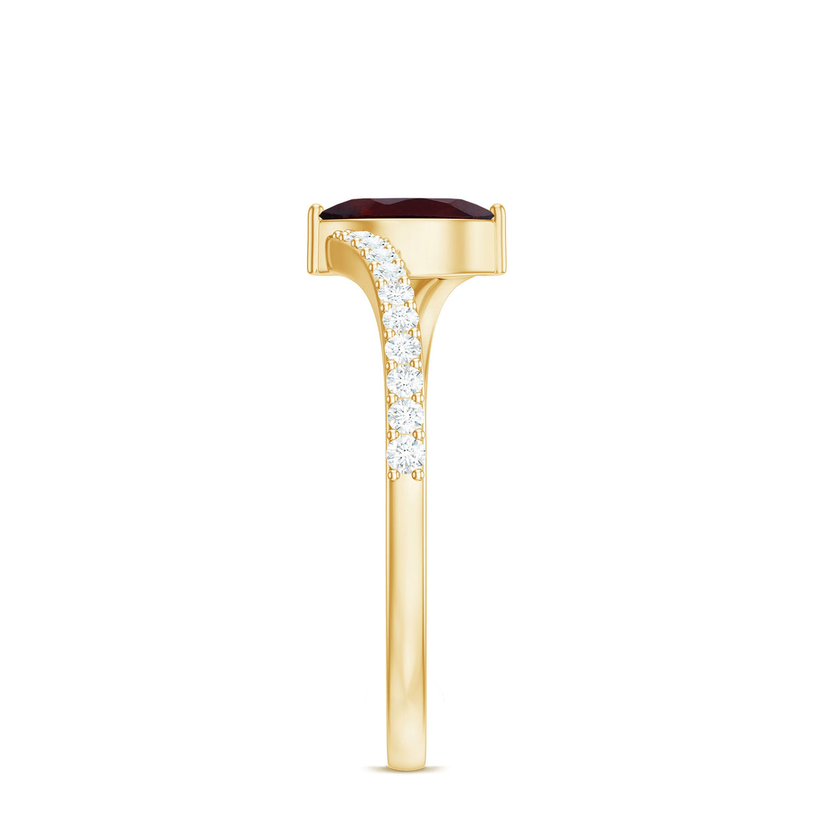 Natural Marquise Garnet Promise Ring with Diamond Bypass Shank