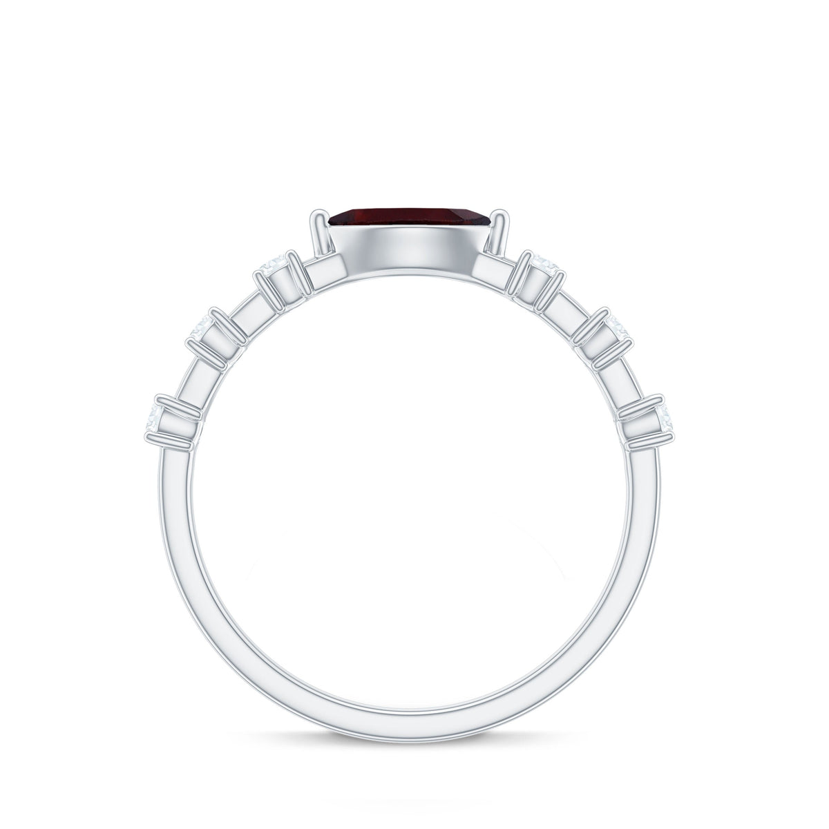 Natural Marquise Garnet Diamond Promise Ring in East West Style