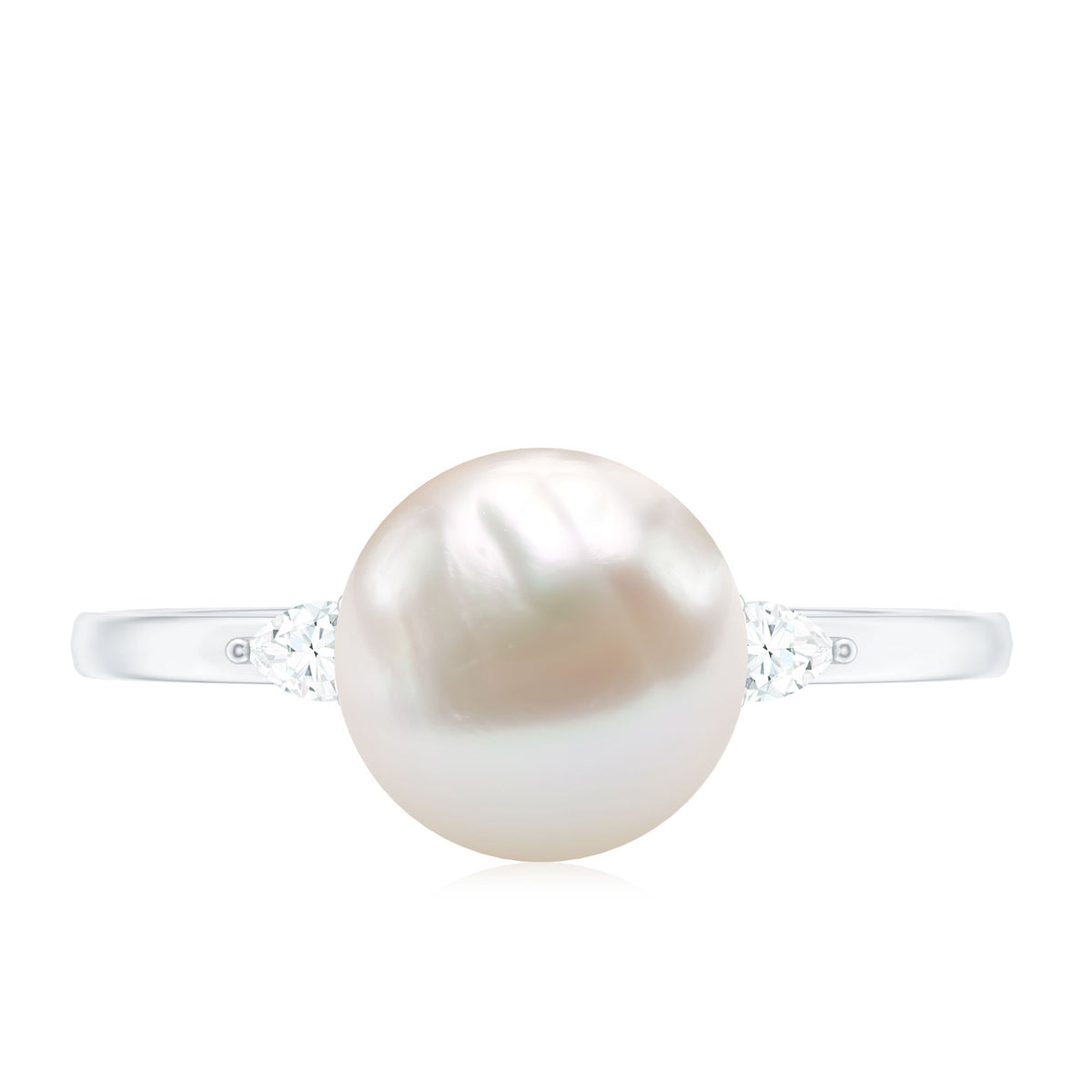 Real 7.48 Carat Freshwater Pearl Solitaire Engagement Ring with Diamond