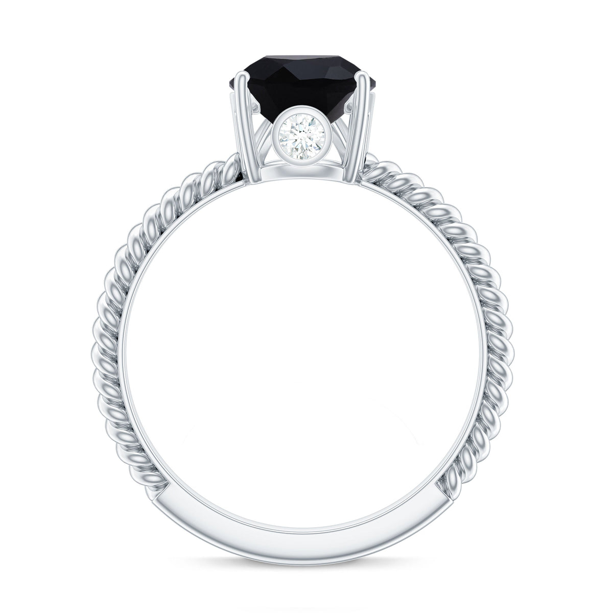 4.8 Carat Lab Grown Black Diamond Pear Shaped Engagement Ring With Surprise White Diamond