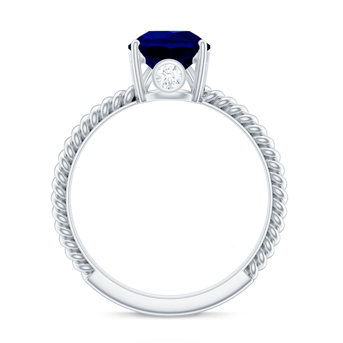 Certified 3.3 Carat Lab Grown Blue Sapphire Pear Shaped Engagement Ring