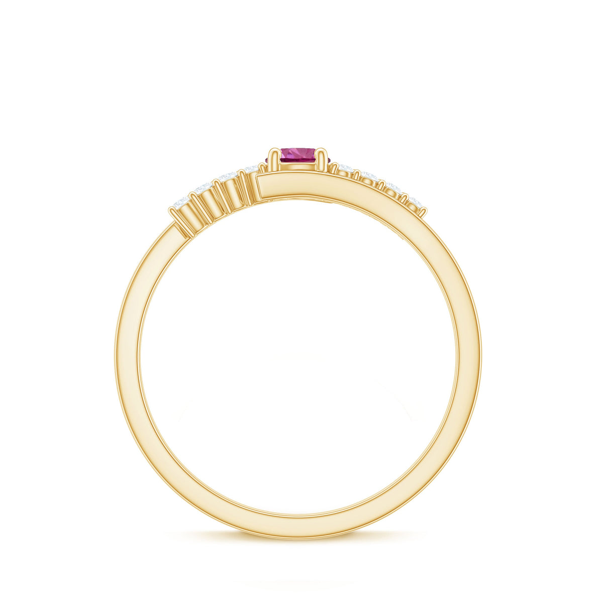 Minimal Pink Tourmaline and Diamond Bypass Promise Ring